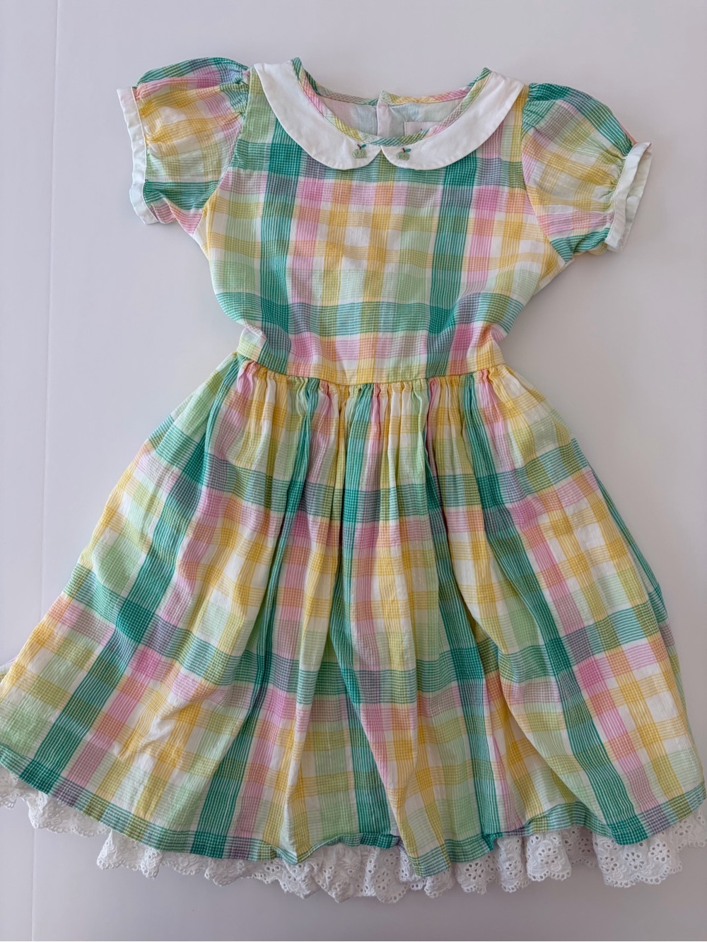 Well Dressed Wolf Girls Pastel Plaid Cotton Dress With Collar Size 10